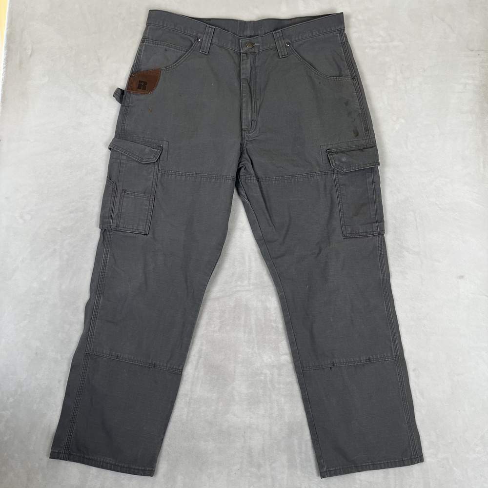 Wrangler RIGGS Workwear Cargo Pants Mens 38x30 Gray Canvas Ripstop Utility